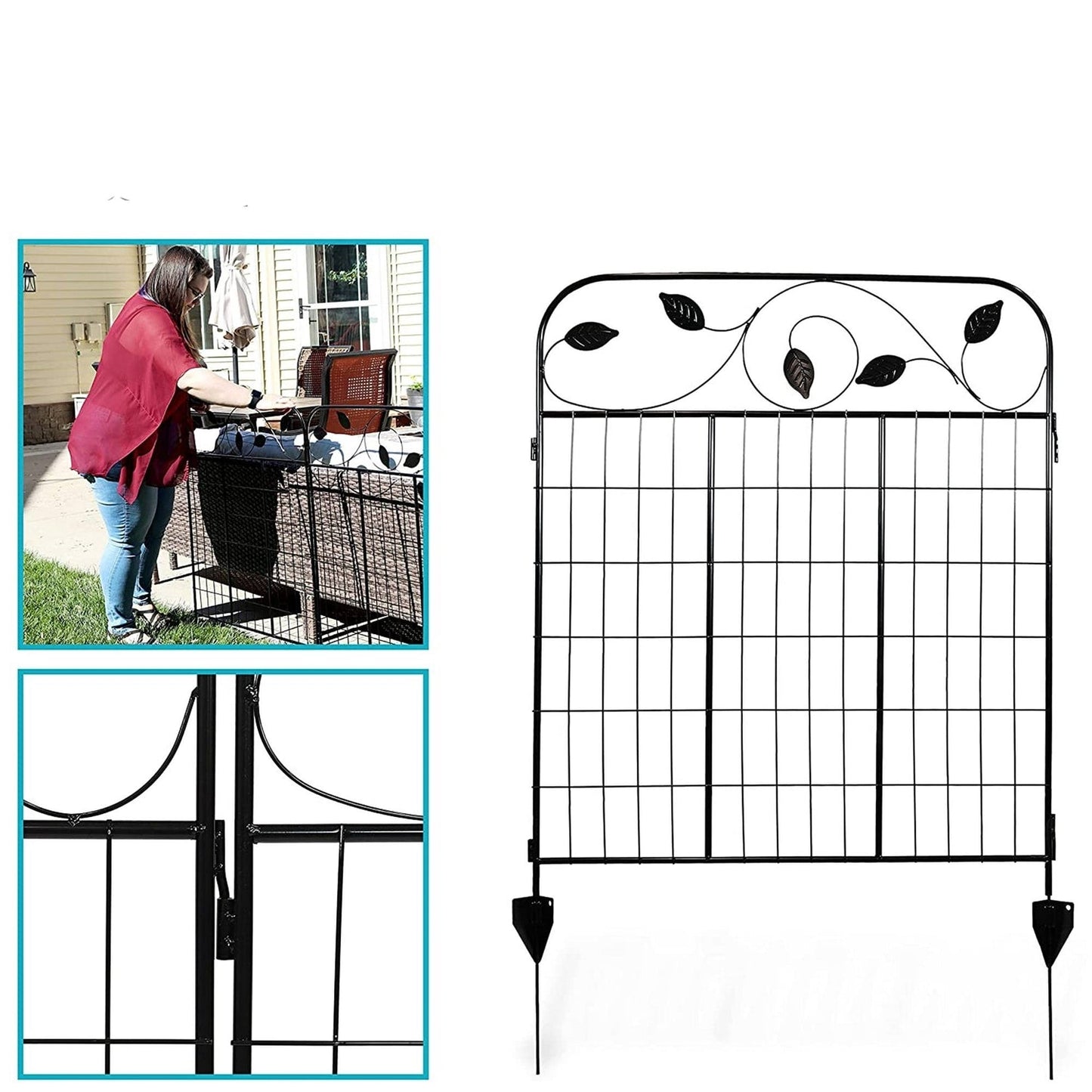 4 Pack Steel Foldable Garden Fence Floral Staked Trellis Panel Animal Barrier - Tampa Home & Garden Store