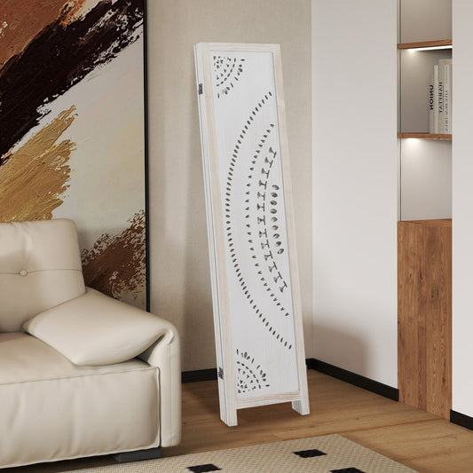 66 Inch Boho 4-Panel Room Divider Privacy Screen with Carved Pattern - Tampa Home & Garden Store