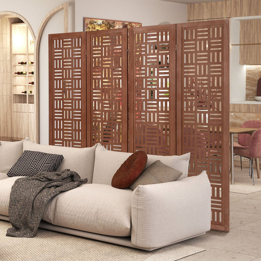 4-Panel Solid Wood Room Divider Folding Partition Stand - Tampa Home & Garden Store