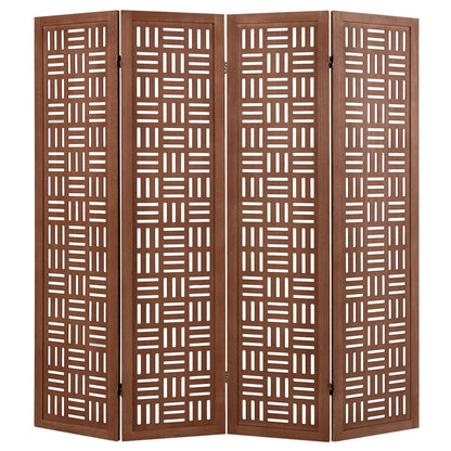 4-Panel Solid Wood Room Divider Folding Partition Stand
