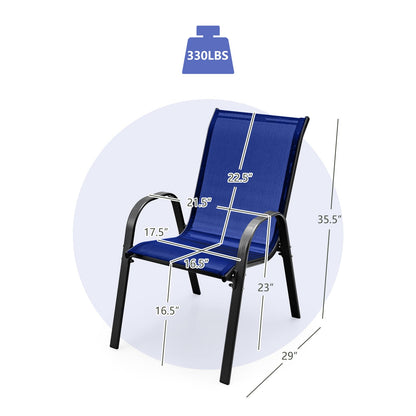 4 Pieces Stackable Patio Dining Chairs Set with Armrest-Navy - Tampa Home & Garden Store