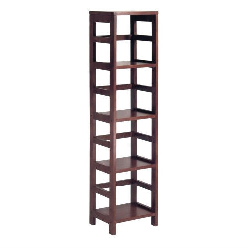 4-Shelf Narrow Shelving Unit Bookcase Tower in Espresso - Tampa Home & Garden Store
