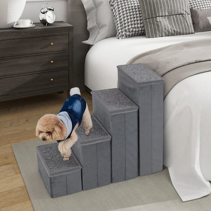 4-Step Dog Stairs Grey non-slip foldable with adjustable steps DirectDeals in bedroom on Tampa Home & Garden Store