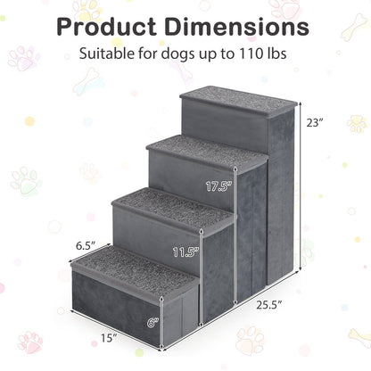 4-step dog stairs non-slip grey foldable ramp with adjustable steps DirectDeals on Tampa Home & Garden Store