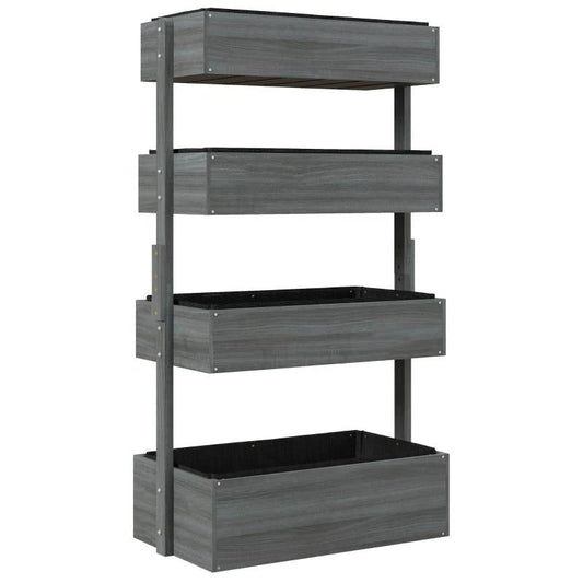 4 Tier Vertical Wooden Planter Box Raised Bed Grey - Tampa Home & Garden Store