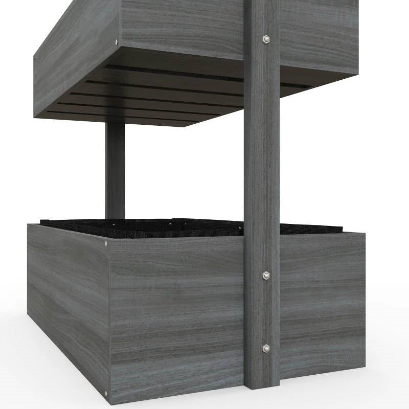 4 Tier Vertical Wooden Planter Box Raised Bed Grey - Tampa Home & Garden Store