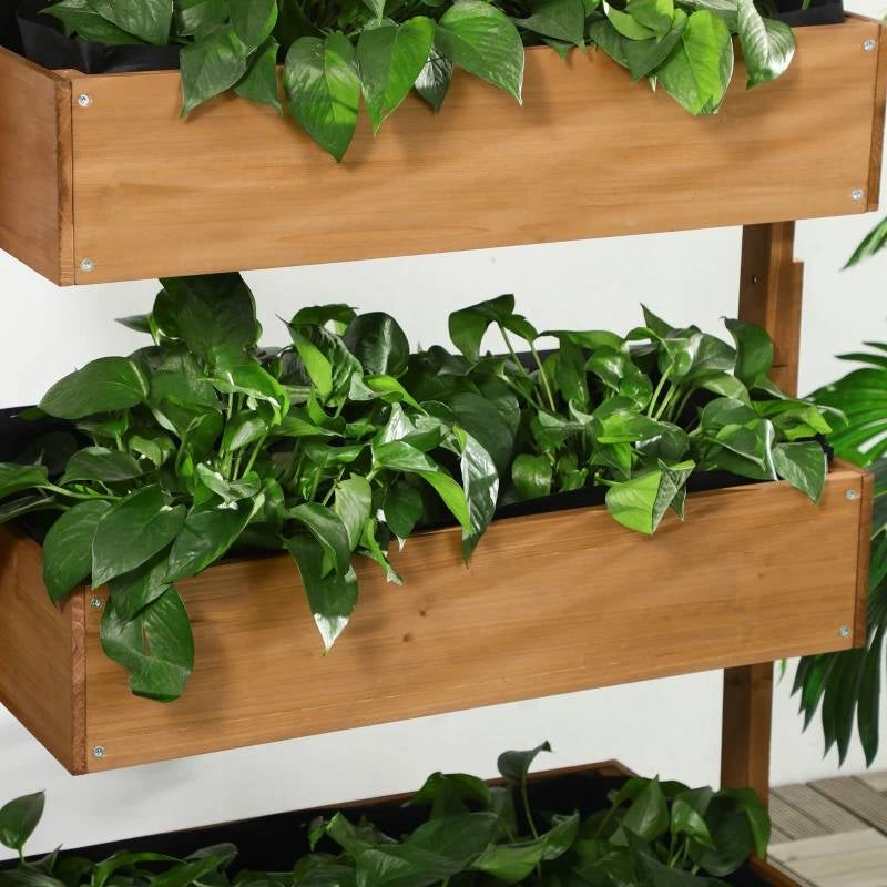 4 Tier Vertical Wooden Planter Box Raised Bed Natural - Tampa Home & Garden Store