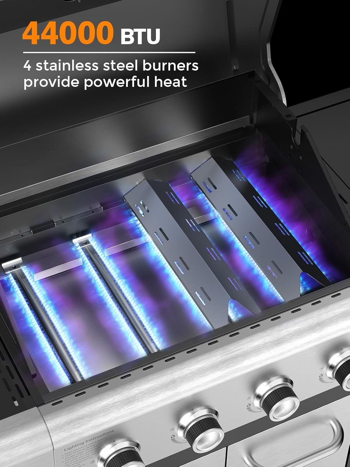 Parrillas de gas propano de 3 y 4 quemadores con quemadores laterales para cocinar al aire libre, barbacoas, patios y campamentos. 