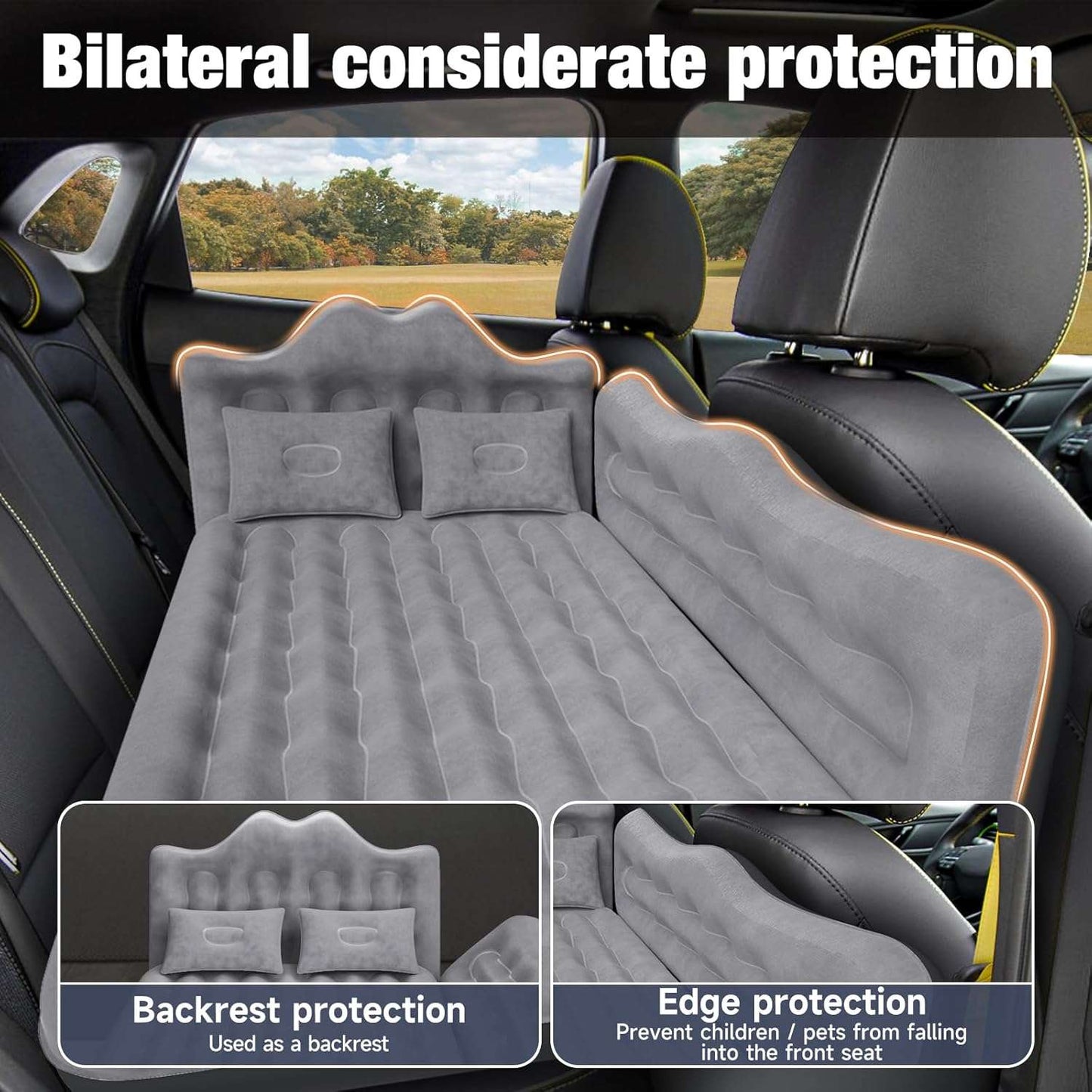 Backseat air mattress for SUV, grey 24'' wide with two pillows by Dikasun on Tampa Home & Garden Store