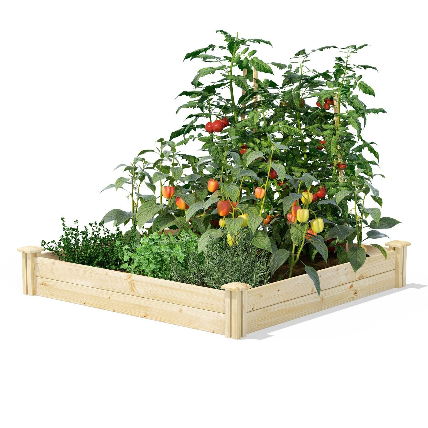 4 ft x 4 ft Pine Wood Raised Garden Bed - Made in USA - Tampa Home & Garden Store