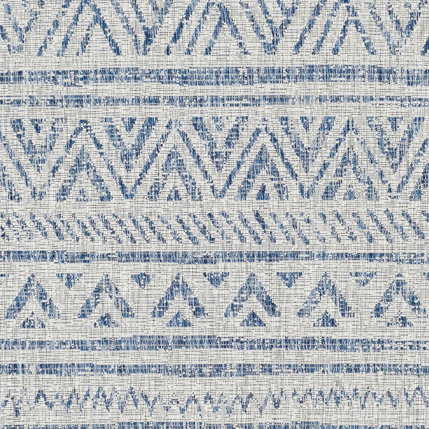 4 ft. x 6 ft. Blue Grey Chevron Coastal Boho Style Indoor Outdoor Area Rug - Tampa Home & Garden Store