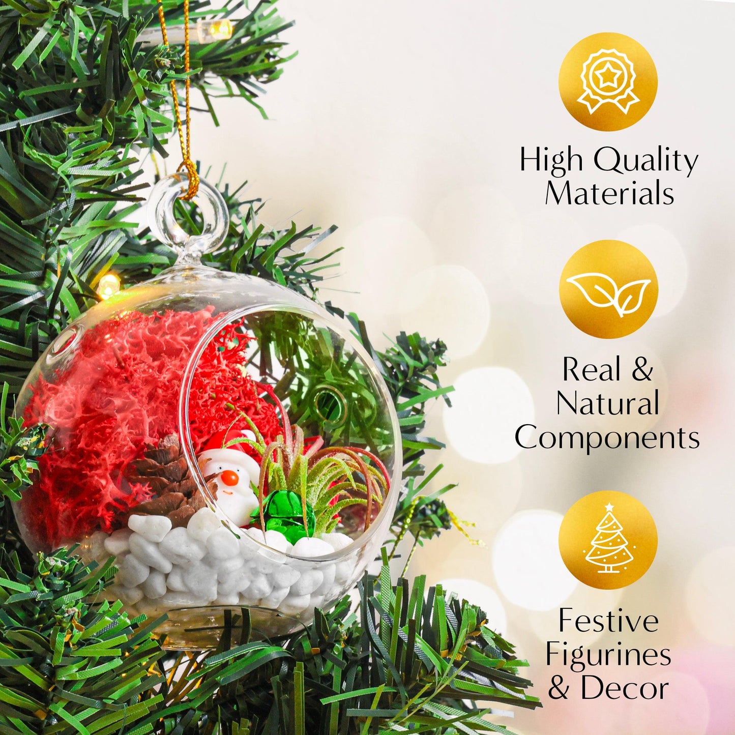 4" Holiday Ornament Terrarium Kit | Glass Globe