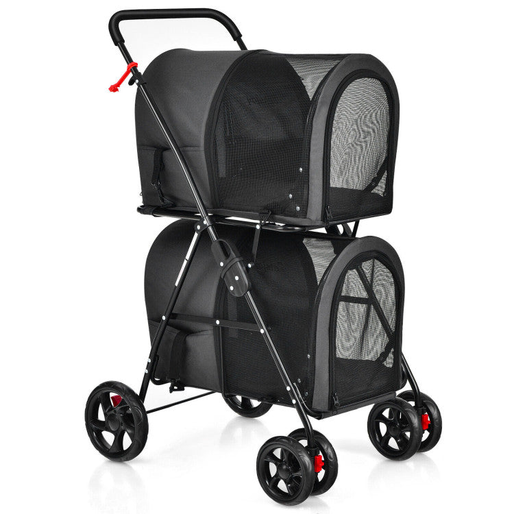 4-in-1 Double Pet Stroller with Detachable Carrier and Travel Carriage - Tampa Home & Garden Store