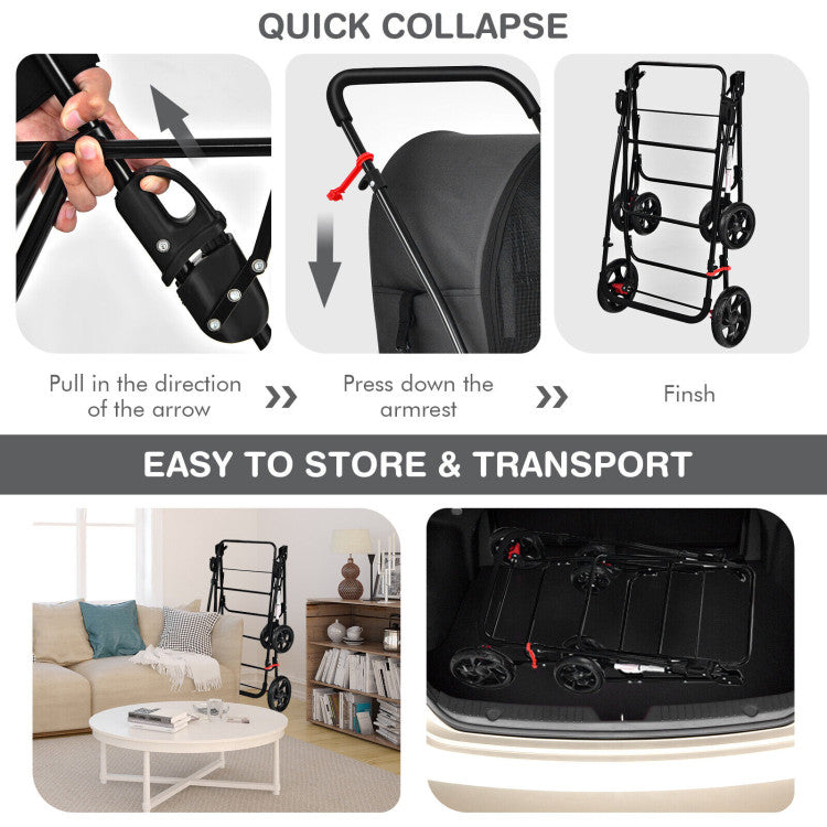 4-in-1 Double Pet Stroller with Detachable Carrier and Travel Carriage - Tampa Home & Garden Store