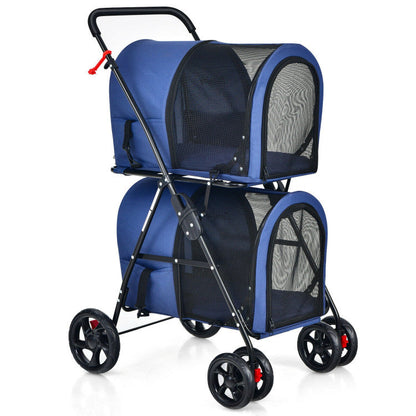 4-in-1 Double Pet Stroller with Detachable Carrier and Travel Carriage - Tampa Home & Garden Store