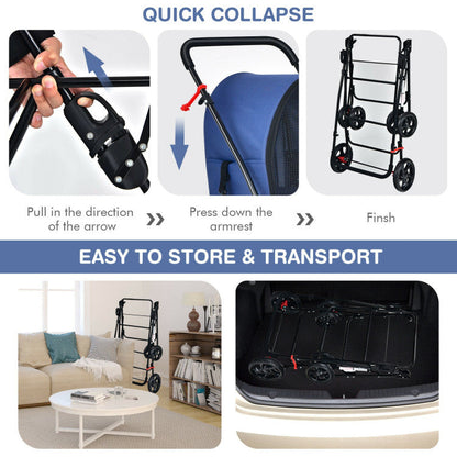 4-in-1 Double Pet Stroller with Detachable Carrier and Travel Carriage - Tampa Home & Garden Store