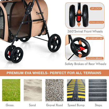 4-in-1 Double Pet Stroller with Detachable Carrier and Travel Carriage - Tampa Home & Garden Store