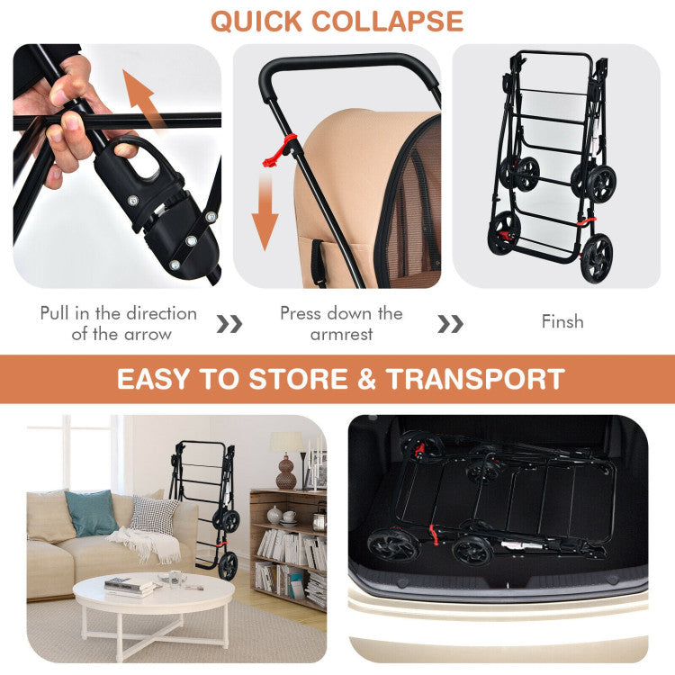 4-in-1 Double Pet Stroller with Detachable Carrier and Travel Carriage - Tampa Home & Garden Store
