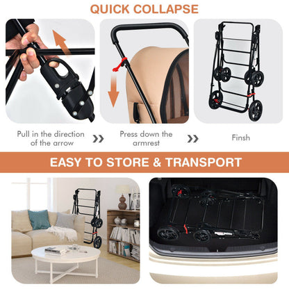 4-in-1 Double Pet Stroller with Detachable Carrier and Travel Carriage - Tampa Home & Garden Store