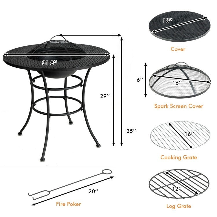 4 in 1 Fire Pit, Grill Cooking BBQ Grate, Ice Bucket, Dining Table - Tampa Home & Garden Store