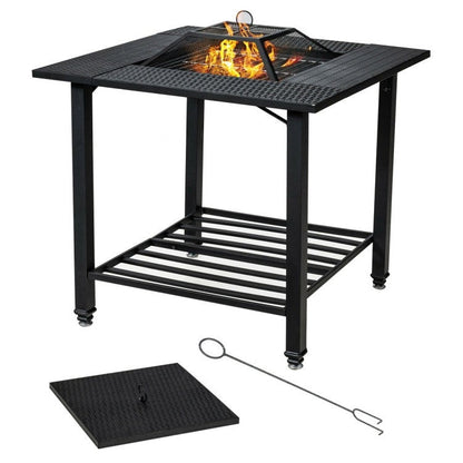 4 in 1 Square Fire Pit, Grill Cooking BBQ Grate, Ice Bucket, Dining Table - Tampa Home & Garden Store