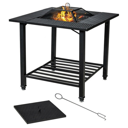 4 in 1 Square Fire Pit, Grill Cooking BBQ Grate, Ice Bucket, Dining Table - Tampa Home & Garden Store