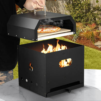 Horno de pizza portátil para exterior 4 en 1 con piedra para pizza de 12 pulgadas