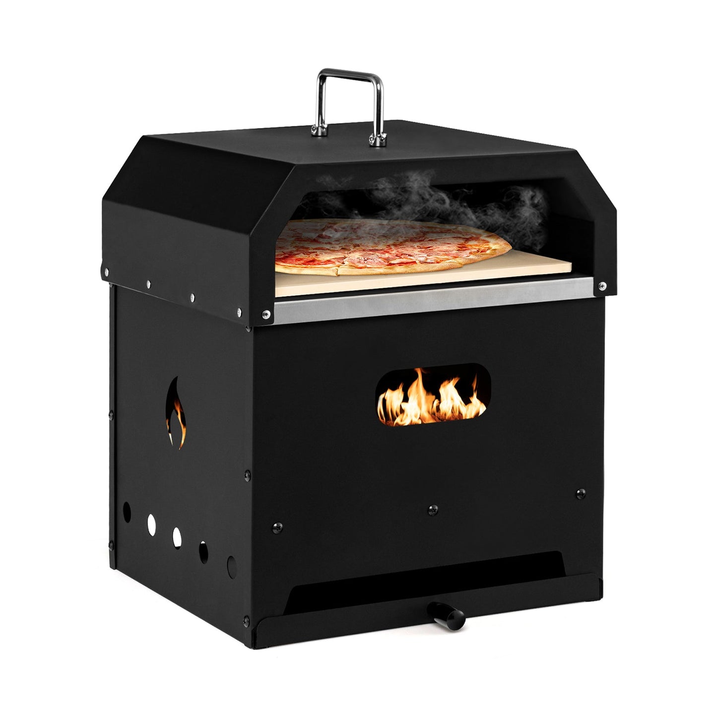 Horno de pizza portátil para exterior 4 en 1 con piedra para pizza de 12 pulgadas