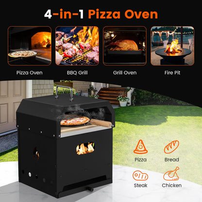 Horno de pizza portátil para exterior 4 en 1 con piedra para pizza de 12 pulgadas
