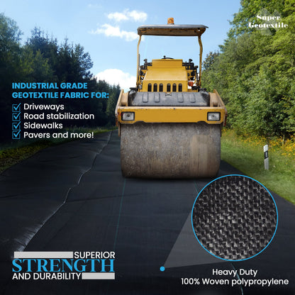 Geotextil tejido, malla de grado comercial para caminos de acceso y carreteras, separación y estabilización, base resistente, malla con una vida útil de 50 años.