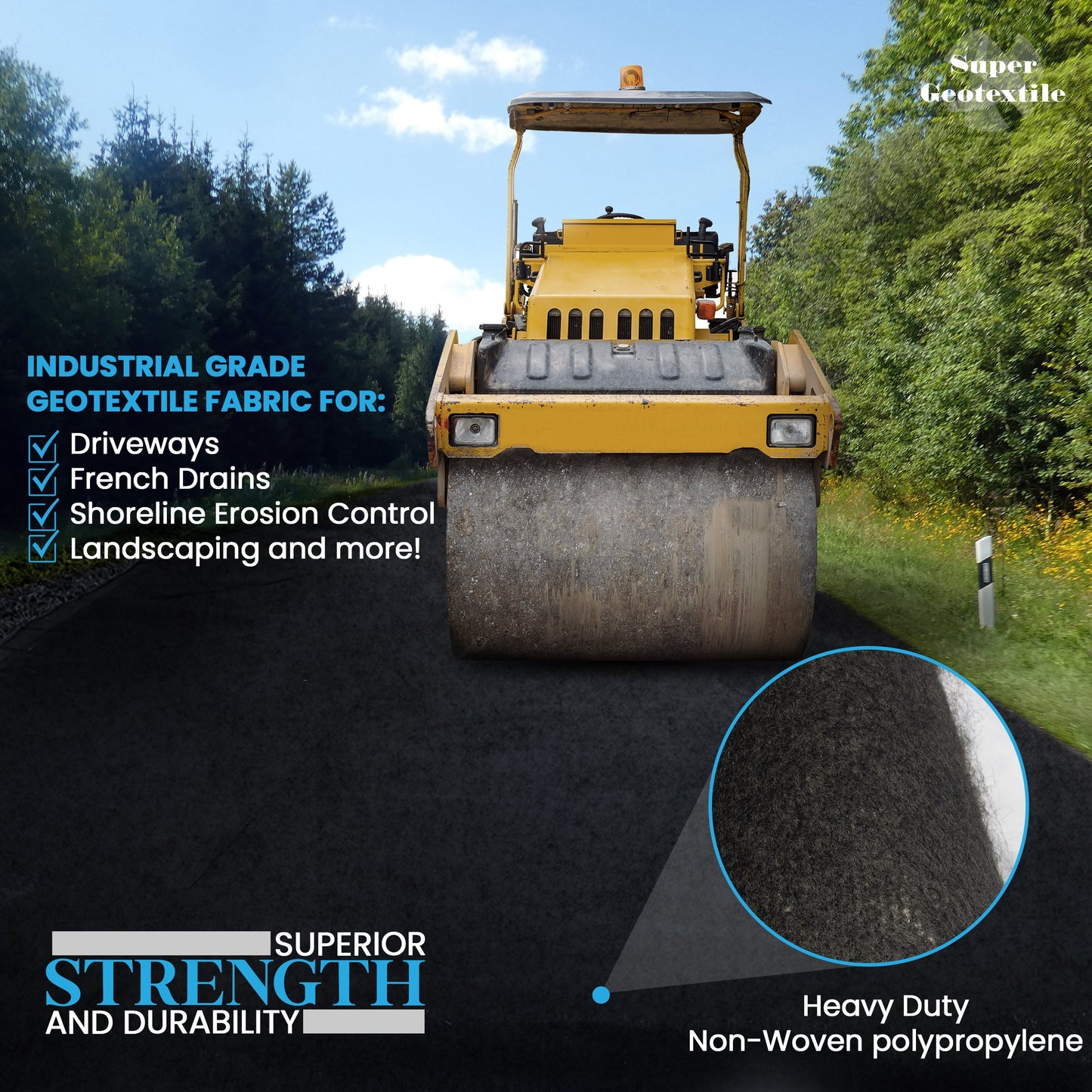 Tejido filtrante geotextil perforado con aguja, no tejido, de 8 oz (50 años de vida útil)