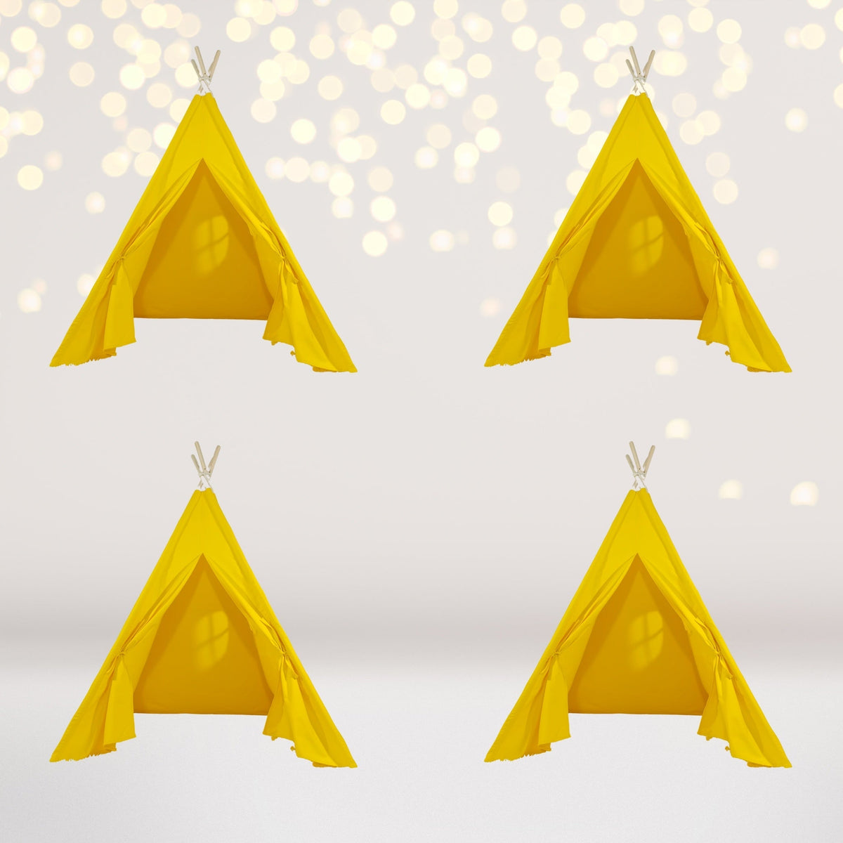 4-pack kids sleepover teepee tents with lights in bright yellow fabric play tents on Tampa Home & Garden Store