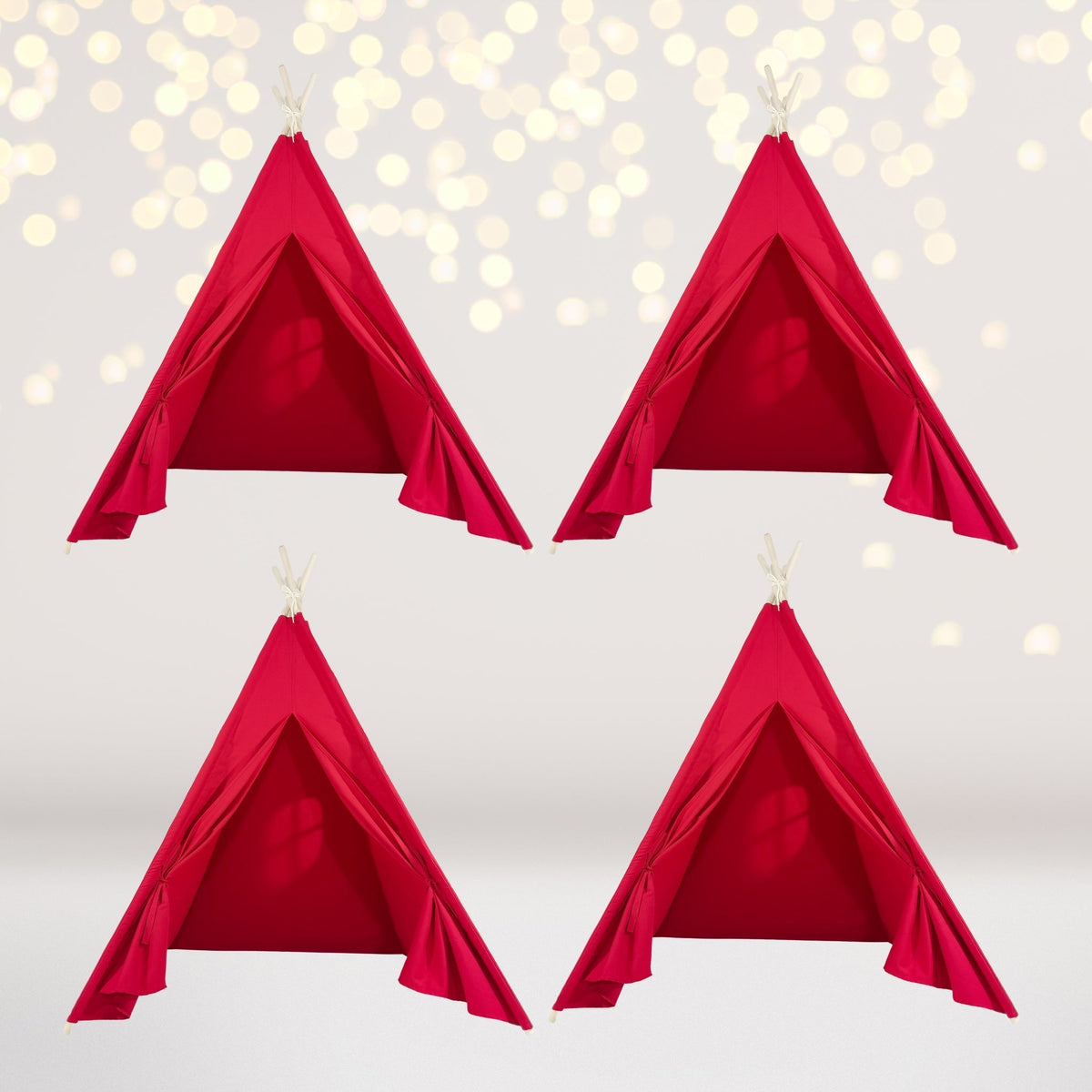4-pack red kids sleepover teepee tents with lights for pretend play on Tampa Home & Garden Store