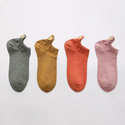 Stevvex ankle socks four-pack cotton no-show style in gray mustard orange pink on Tampa Home & Garden Store