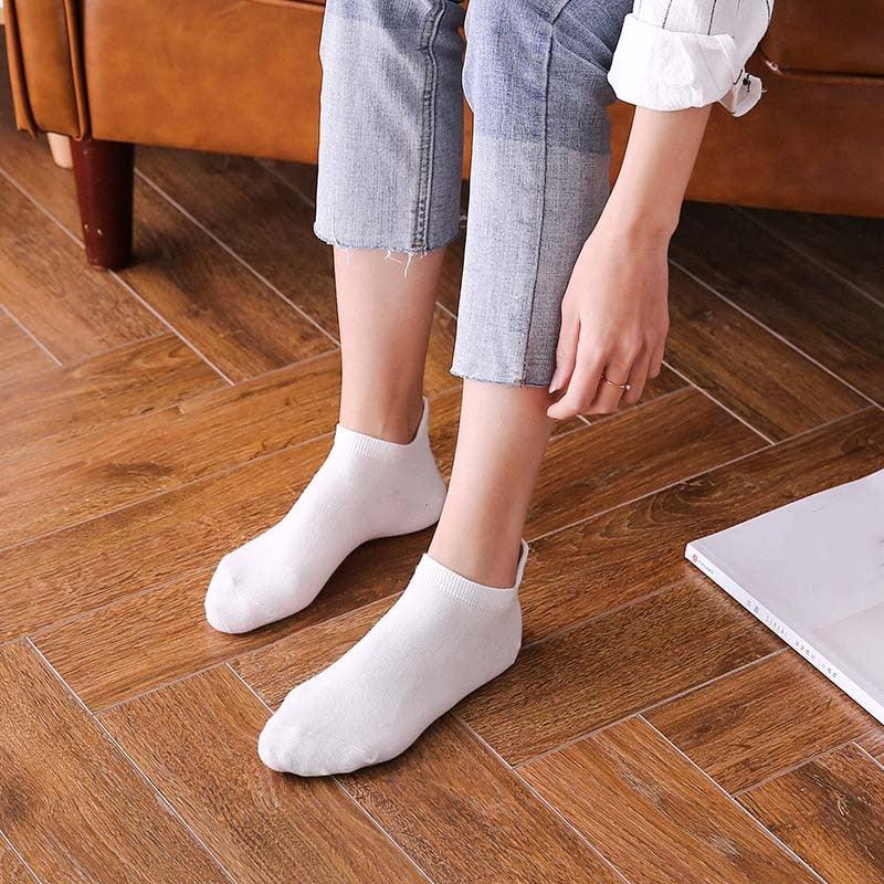 Stevvex white cotton ankle socks 4-pair pack non-slip no-show for women worn with cropped jeans on Tampa Home & Garden Store
