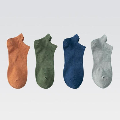 Stevvex ankle socks 4-pack no-show cotton casual socks in orange olive green navy gray on Tampa Home & Garden Store