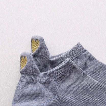 Ankle socks Stevvex gray cotton with gold heart embroidery no-show on Tampa Home & Garden Store