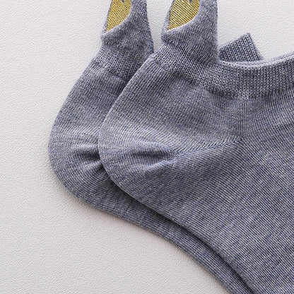 Stevvex gray cotton ankle socks with yellow heart embroidery no-show boat style on Tampa Home & Garden Store