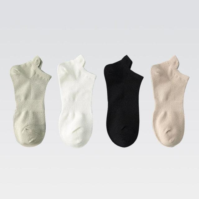 Stevvex 4-pack ankle socks cotton non-slip no-show with heart embroidery, assorted colors on Tampa Home & Garden Store