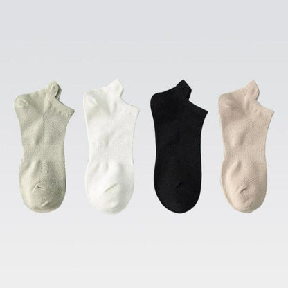 Stevvex 4-pack ankle socks cotton non-slip no-show with heart embroidery, assorted colors on Tampa Home & Garden Store