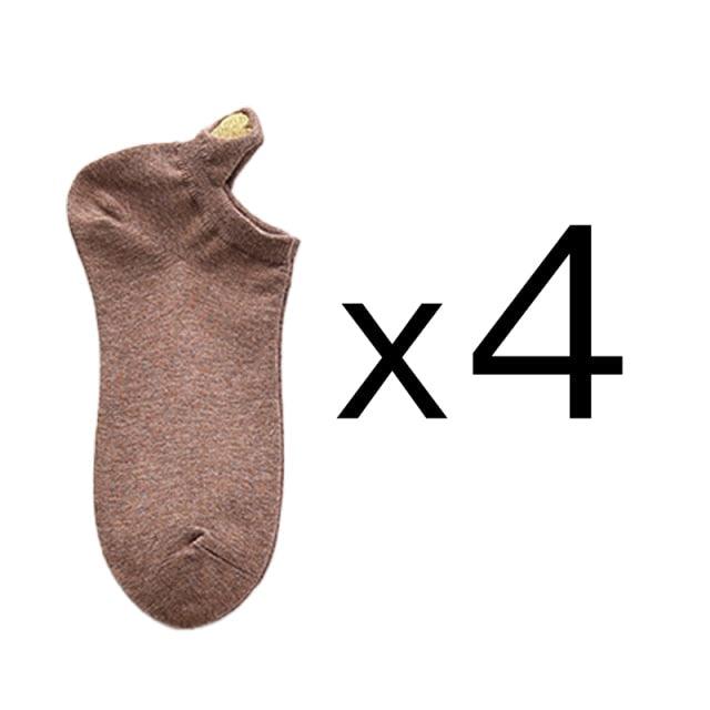 Stevvex brown cotton ankle socks 4-pack non-slip no-show for women on Tampa Home & Garden Store
