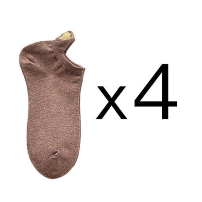 Stevvex brown cotton ankle socks 4-pack non-slip no-show for women on Tampa Home & Garden Store