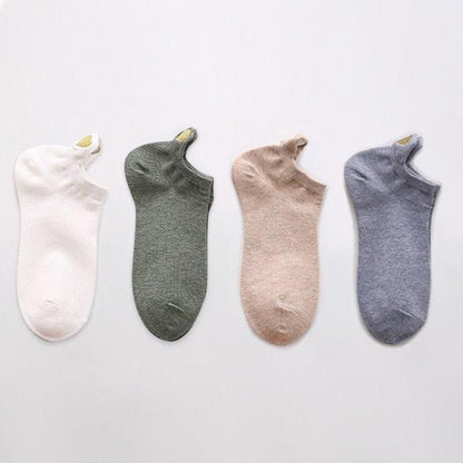 Stevvex 4-pack ankle socks cotton non-slip no-show boat style with heart embroidery on Tampa Home & Garden Store