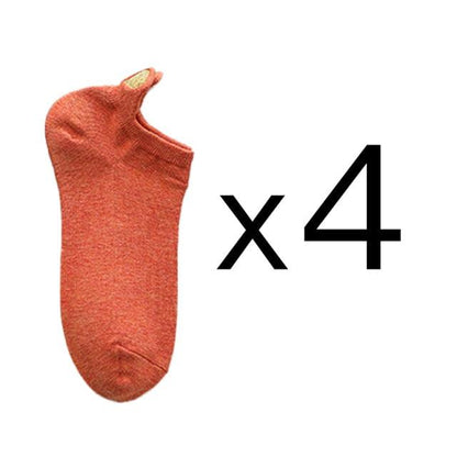 Stevvex orange cotton ankle socks 4 pairs for women on Tampa Home & Garden Store