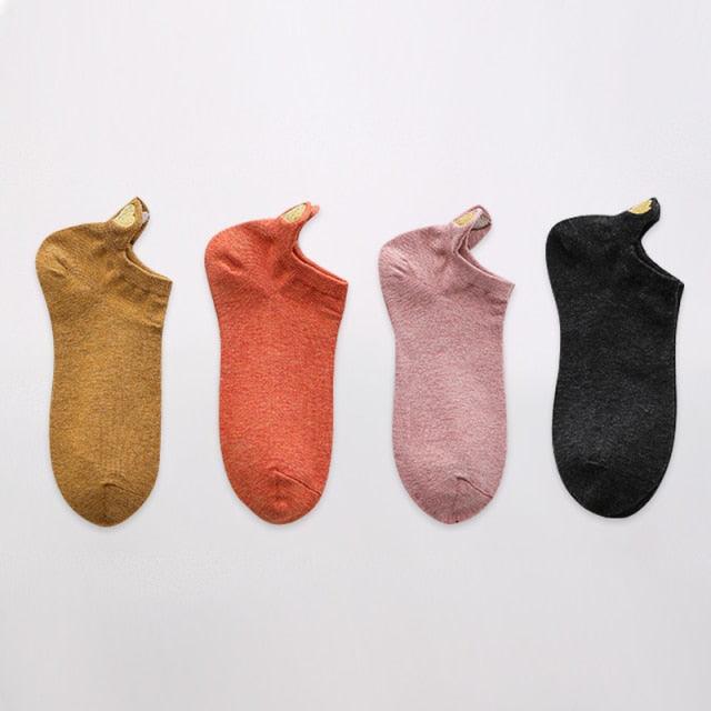 Stevvex ankle socks 4-pair set in mustard orange pink black cotton blend non-slip no-show design on Tampa Home & Garden Store