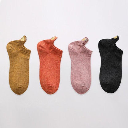 Stevvex ankle socks 4-pair set in mustard orange pink black cotton blend non-slip no-show design on Tampa Home & Garden Store