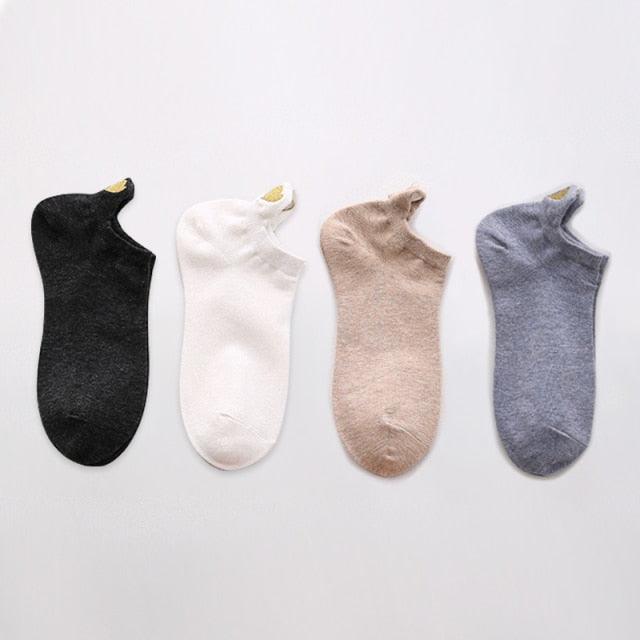 Stevvex 4-pair cotton ankle socks set in black white beige gray no-show on Tampa Home & Garden Store