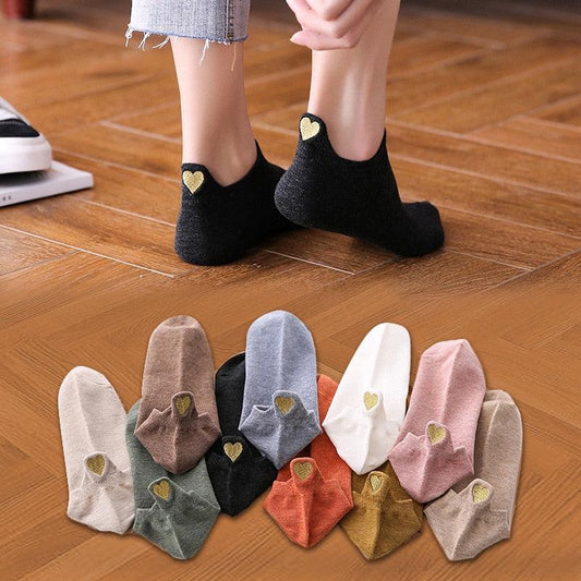 Stevvex ankle socks 4-pair cotton pack with cute heart embroidery in assorted colors on Tampa Home & Garden Store