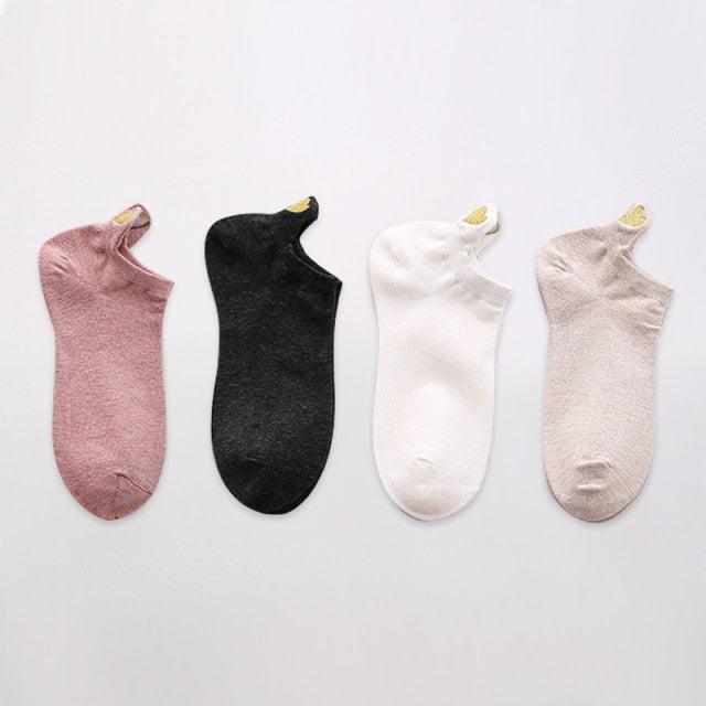 Ankle socks 4-pair cotton no-show set in pink black white beige on Tampa Home & Garden Store