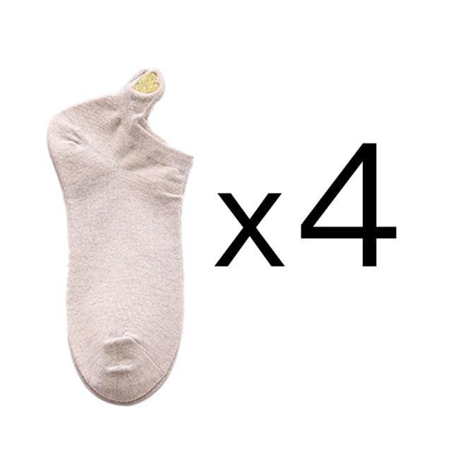 Stevvex beige cotton ankle socks no-show 4-pack for women on Tampa Home & Garden Store